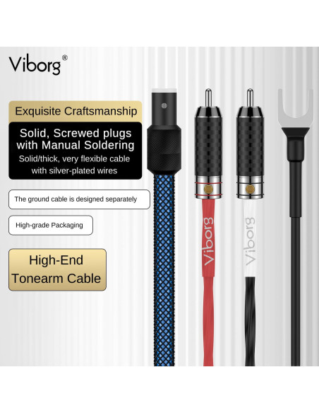 Cable de Tono Viborg LC800 3M Cobre Plateado 5 Pin DIN a RCA