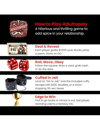 Adultopoly - Juego de Mesa para Parejas con Esposas - Momentum