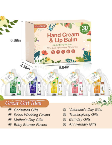 30 Sets de Crema de Manos y Balsamo Labial - Regalos Agradecimiento