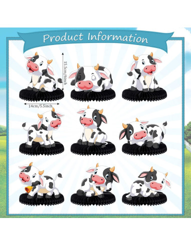 Centros de Mesa de Panal de Vaca ZCPTZ 9 Pcs Decoración Fiesta