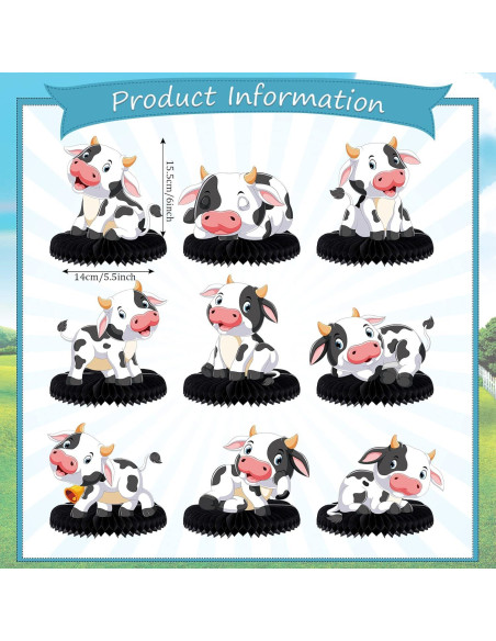 Centros de Mesa de Panal de Vaca ZCPTZ 9 Pcs Decoración Fiesta