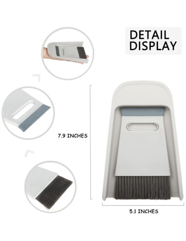 Juego Mini Escoba y Recogedor CHANHOO - Gris, 3 en 1