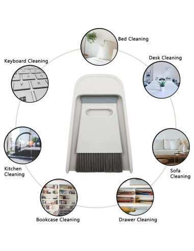 Juego Mini Escoba y Recogedor CHANHOO - Gris, 3 en 1