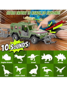 Juego de Rescate de Dinosaurios EKU F100 con Sonidos y Accesorios 2