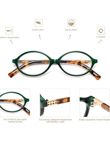 Gafas de lectura AMOMOMA con bloqueo de luz azul - 3 unidades