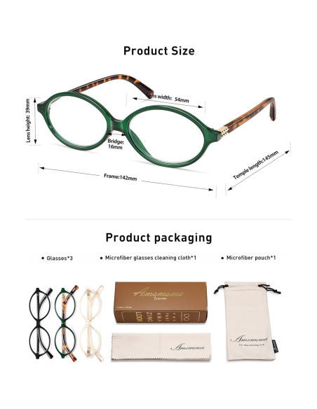 Gafas de lectura AMOMOMA con bloqueo de luz azul - 3 unidades