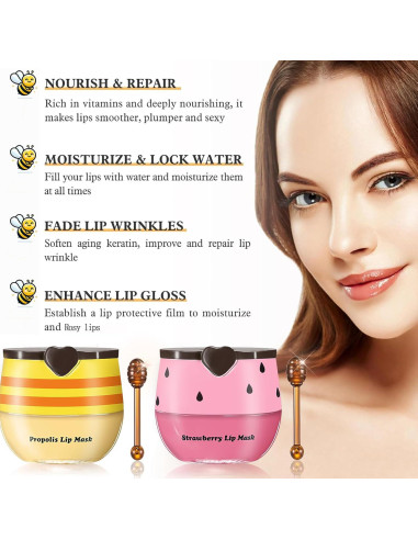 Bálsamo Labial de Miel Qawnfy - 4 Sabores Hidratantes