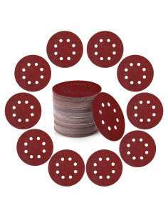 100 Discos de Lijado 5" 40 Grano Tongbay con Gancho y Bucle
