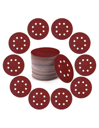 100 Discos de Lijado 5" 40 Grano Tongbay con Gancho y Bucle