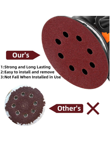 100 Discos de Lijado 5" 40 Grano Tongbay con Gancho y Bucle