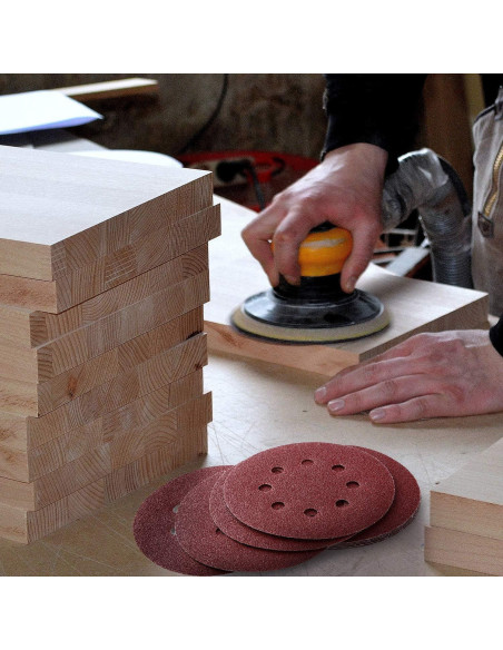 100 Discos de Lijado 5" 40 Grano Tongbay con Gancho y Bucle