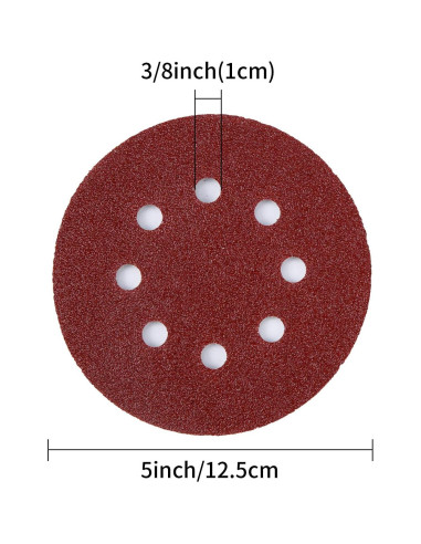 100 Discos de Lijado 5" 40 Grano Tongbay con Gancho y Bucle