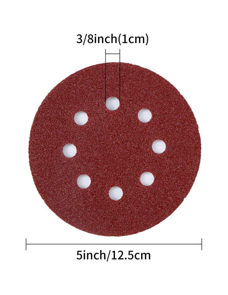 100 Discos de Lijado 5" 40 Grano Tongbay con Gancho y Bucle