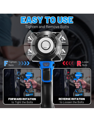 Llave de Impacto Eléctrica AZZUNO 1/2'' 800N.m Inalámbrica