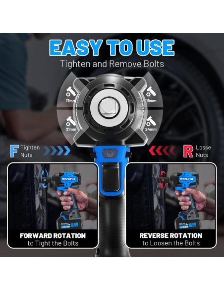 Llave de Impacto Eléctrica AZZUNO 1/2'' 800N.m Inalámbrica