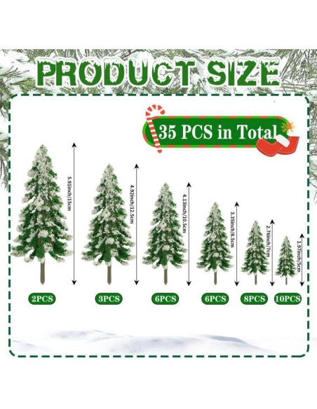 35 Árboles de Navidad Miniatura FOIMAS - Decoración Pino Nevado