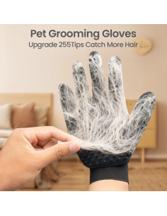 Guante de Aseo Suave DELOMO para Mascotas - Negro - Mano Derecha 2