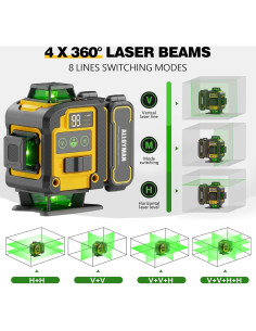 Nivel láser autocompensado Alloyman 4D con trípode y 2 baterías 2