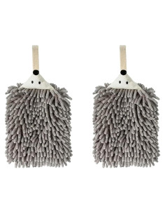Toallas de Mano Chenille Sisiten 2 Paquetes Erizo Gris