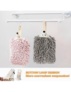 Toallas de Mano Chenille Sisiten 2 Paquetes Erizo Gris 2