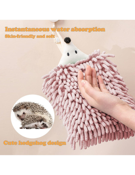 Toallas de Mano Chenille Sisiten 2 Paquetes Erizo Gris