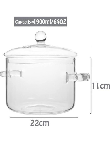 Cacerola de vidrio borosilicato Thsinde 1.9L con tapa