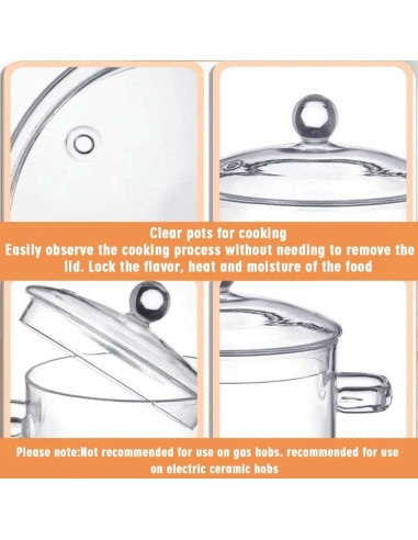 Cacerola de vidrio borosilicato Thsinde 1.9L con tapa