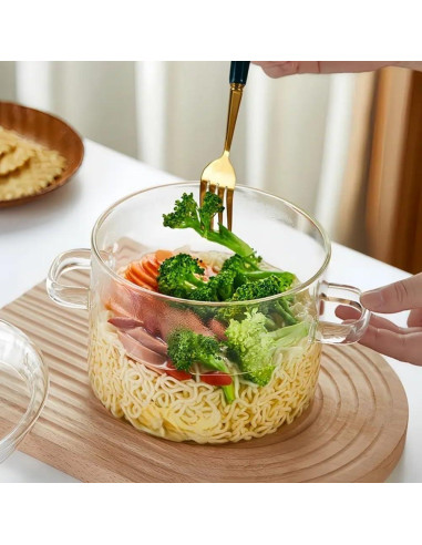 Cacerola de vidrio borosilicato Thsinde 1.9L con tapa