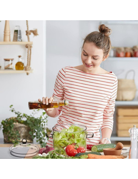 Cacerola de vidrio borosilicato Thsinde 1.9L con tapa