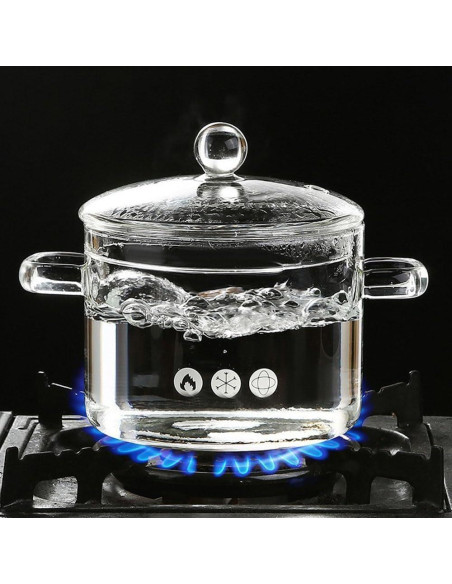 Cacerola de vidrio borosilicato Thsinde 1.9L con tapa