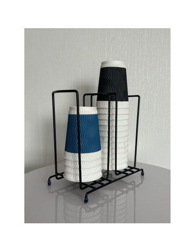 Dispensador de Tazas de Café Organizador de Metal 2 Compartimentos