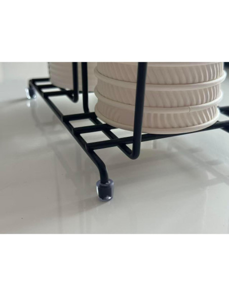 Dispensador de Tazas de Café Organizador de Metal 2 Compartimentos