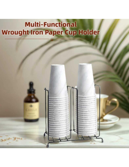 Dispensador de Tazas de Café Organizador de Metal 2 Compartimentos