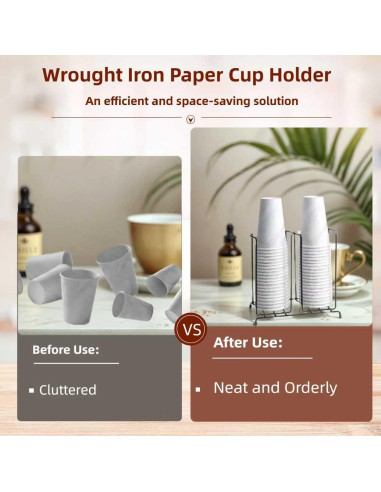 Dispensador de Tazas de Café Organizador de Metal 2 Compartimentos