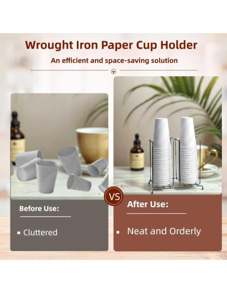 Dispensador de Tazas de Café Organizador de Metal 2 Compartimentos