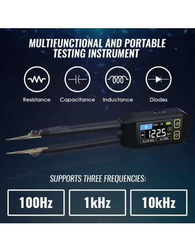 Medidor LCR Tekcoplustd TK508PLUS 10kHz Pinzas Compacto