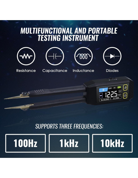 Medidor LCR Tekcoplustd TK508PLUS 10kHz Pinzas Compacto