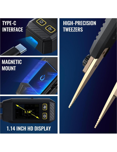 Medidor LCR Tekcoplustd TK508PLUS 10kHz Pinzas Compacto