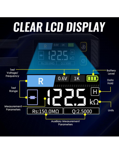 Medidor LCR Tekcoplustd TK508PLUS 10kHz Pinzas Compacto
