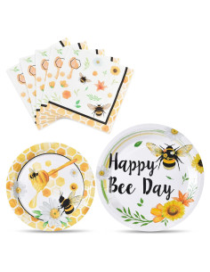 Juego de Platos y Servilletas WERNNSAI Abeja 48 Piezas