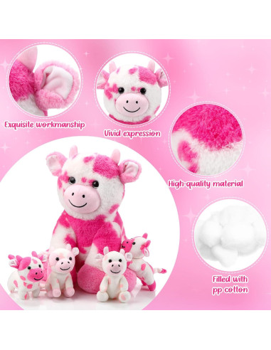 Conjunto de 5 Animales de Peluche Vaca Sumind 40x30x15 cm