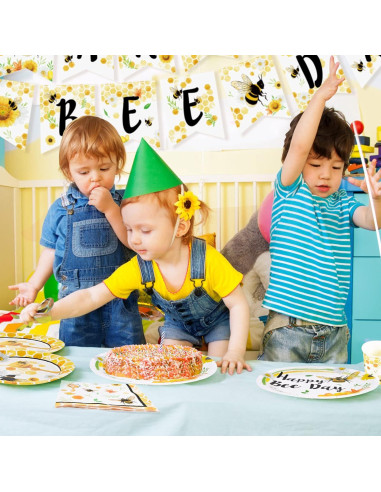 Juego de Platos y Servilletas WERNNSAI Abeja 48 Piezas