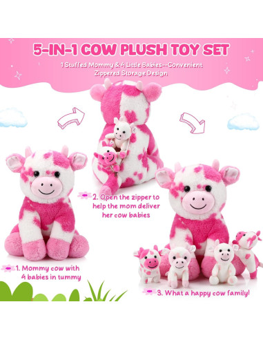 Conjunto de 5 Animales de Peluche Vaca Sumind 40x30x15 cm