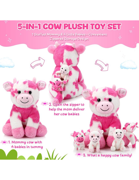 Conjunto de 5 Animales de Peluche Vaca Sumind 40x30x15 cm