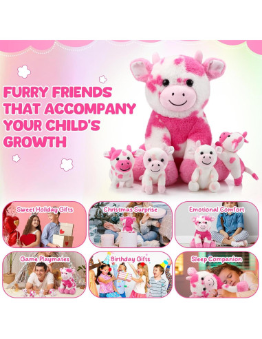 Conjunto de 5 Animales de Peluche Vaca Sumind 40x30x15 cm