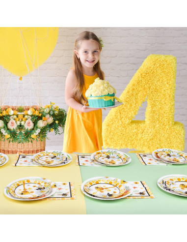 Juego de Platos y Servilletas WERNNSAI Abeja 48 Piezas