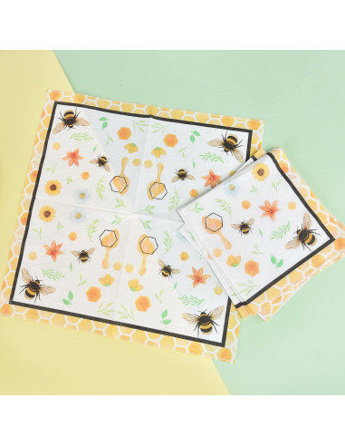 Juego de Platos y Servilletas WERNNSAI Abeja 48 Piezas