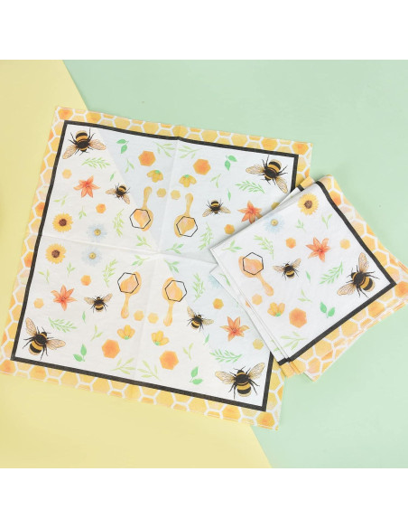 Juego de Platos y Servilletas WERNNSAI Abeja 48 Piezas