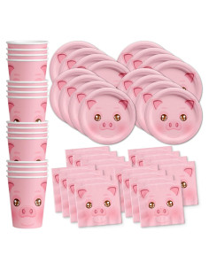 Juego de Vajilla para Fiesta de Cumpleaños Cerdo 16 Personas