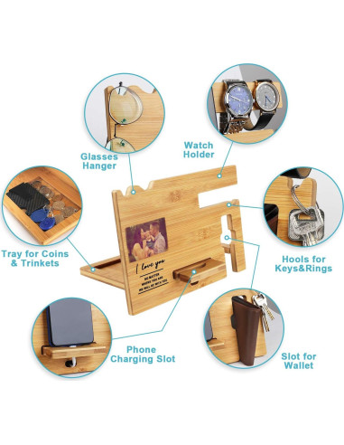 Estación de Carga de Madera Personalizada Awofer - Organizador Multifuncional